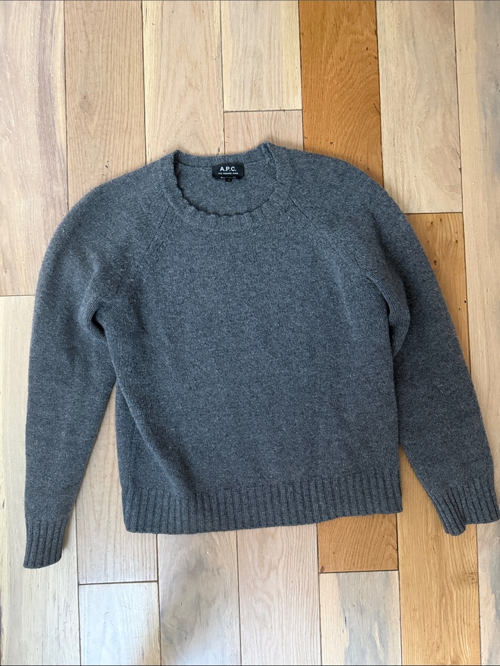 A.P.C. Charcoal Gray Wool Crewneck Sweater